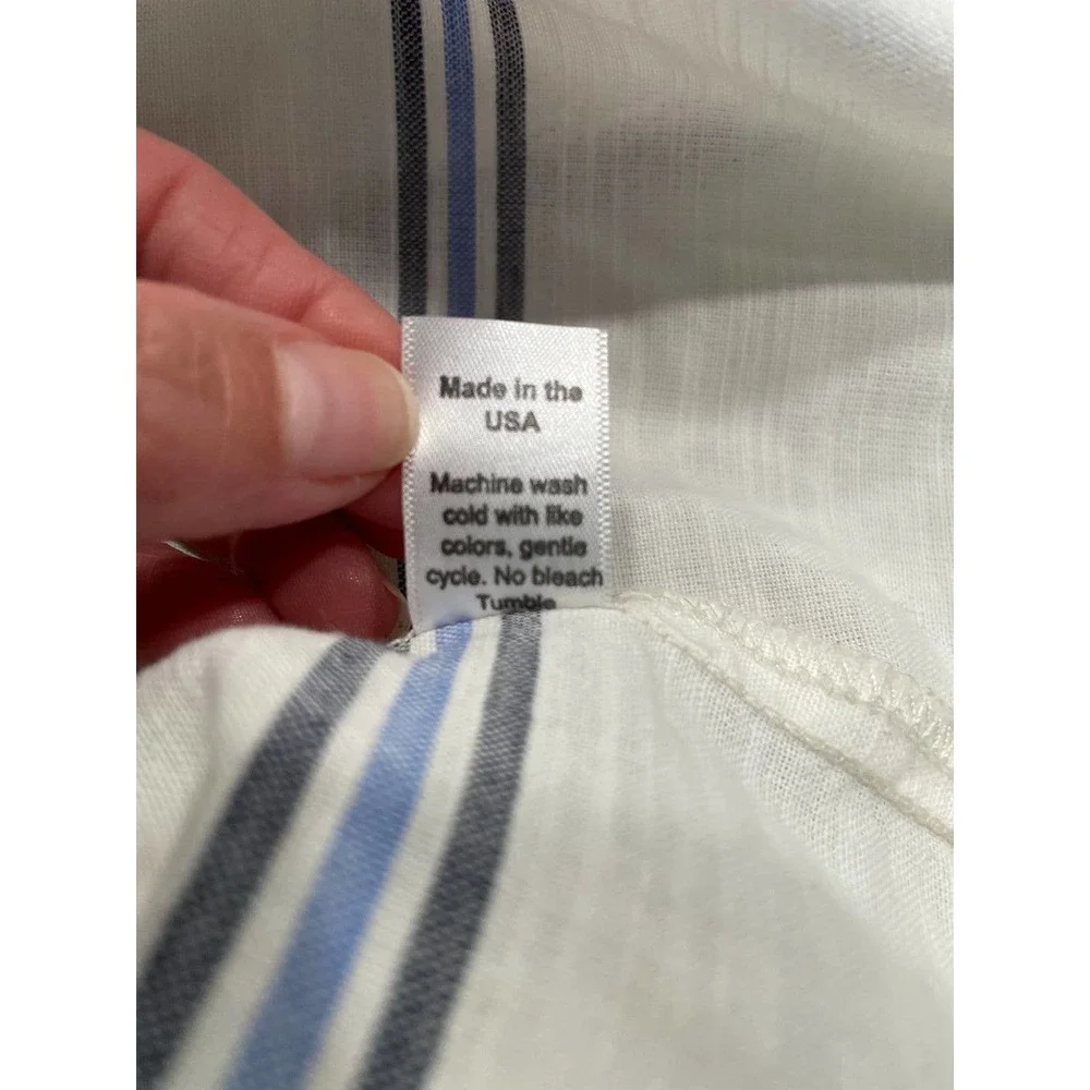 Michael Stars Size S Women's White Stripe Button Up Shirt Pocket‎ Long Sleeve